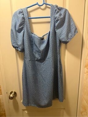 Blue Puff Sleeve Square Neck Mini Dress French connection